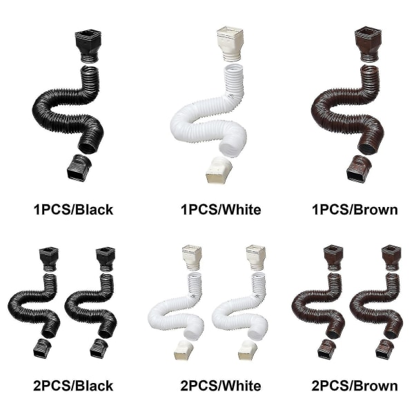 Nedløbsafløbsforlænger, fleksibel regnrendeforlænger, stik kan forlænges fra 20" til 59" White 1PCS