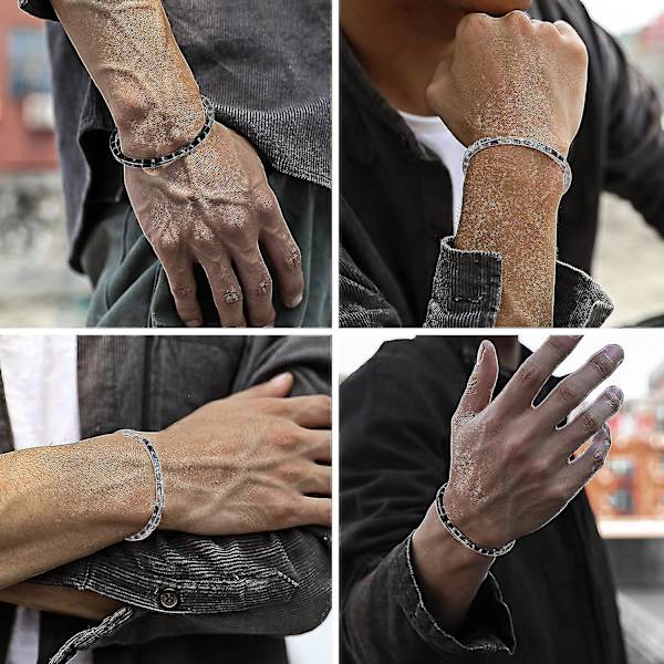 2 stk. Viking Armbånd Mobius Mænd Armbånd Viking Nordisk Stål Bog Sølv/sort