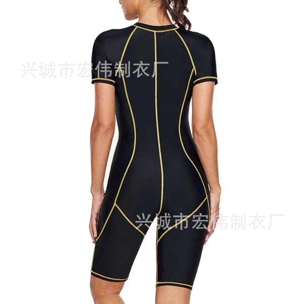 One-piece swimsuit, long, three-needle five-thread wetsuit, slim fit m Black and yellow