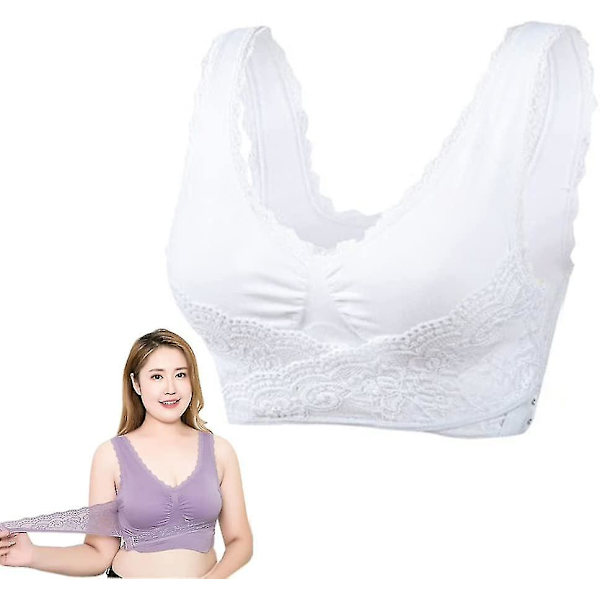 Tourmalin Formende Trådløs Silkebh, Lymphvity Detoxificering og Formning & Kraftfuld Løftende Bh til Kvinder White XL