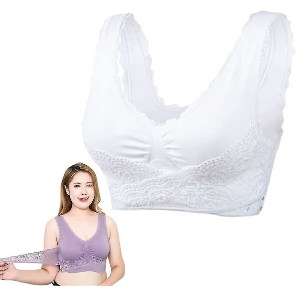 Turmaliinia muotoilevat langattomat silkkiset rintaliivit, Lymphvity-detoksifikaatio ja muotoilu ja tehokkaat nostorintaliivit naisille White XL