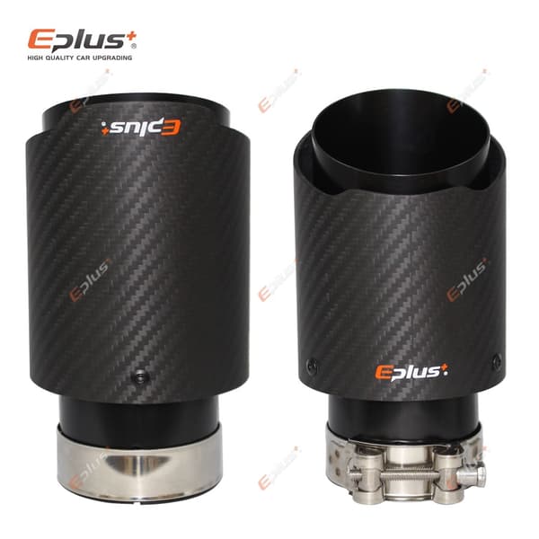 EPLUS Bil Matt Karbonfiber Lyddemper Eksosrør Lyddemper Munnstykke Universal Rett Rustfritt Svart For Akrapovic 63mm-89mm