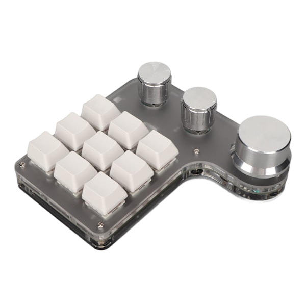 Mini Programmable RGB Keypad 9 Keys 3 Knobs Custom Macro Keypad for Computer Gaming White