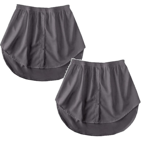 2 Pak Kvinders Skjorteforlængelser, Mini Skørt, Bluse Skørt, Petticoat Forlænger Falsk Top Kant Skjorte Mini Underskørt Black M