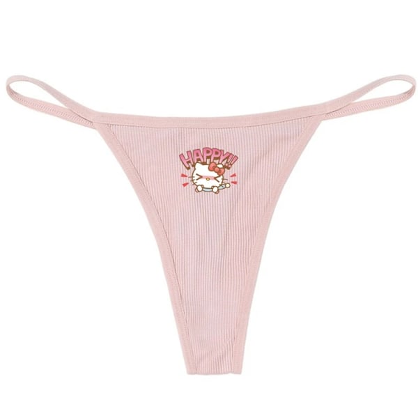 Hellokitty Ren Bomull Tunn Rem Sexig Stringtrosa Låg Midja Sömlös Anime Tecknad Kuromi Underkläder för Kvinnor Enkla Ribbade T-trosor ROSA 6 PINK 6 XL
