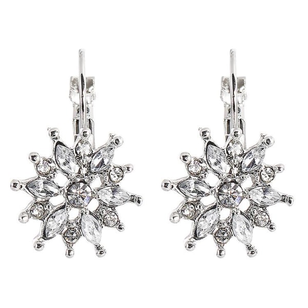 Japanske og koreanske moteblomster krystall ørepynt koreansk stil raffinert rhinestone snøfnugg ornament Silver