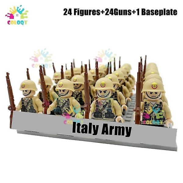 Nya WW2 Soldiers Byggstenar Nation Army Mini Action Figurer Militära tegelstenar Pedagogiska leksaker för barn Pojkar Julklappar 24pcs8