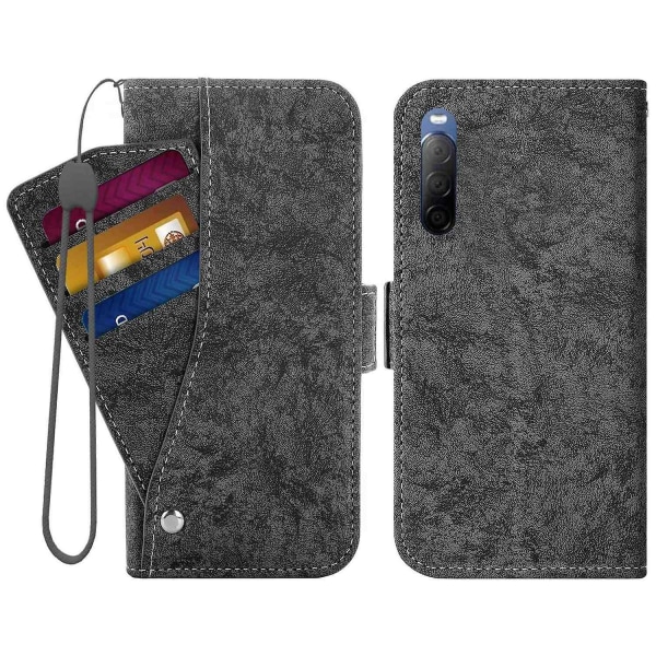 För Sony Xperia 10 III 5G/Xperia 10 III Lite case Cover med kortplatser Black