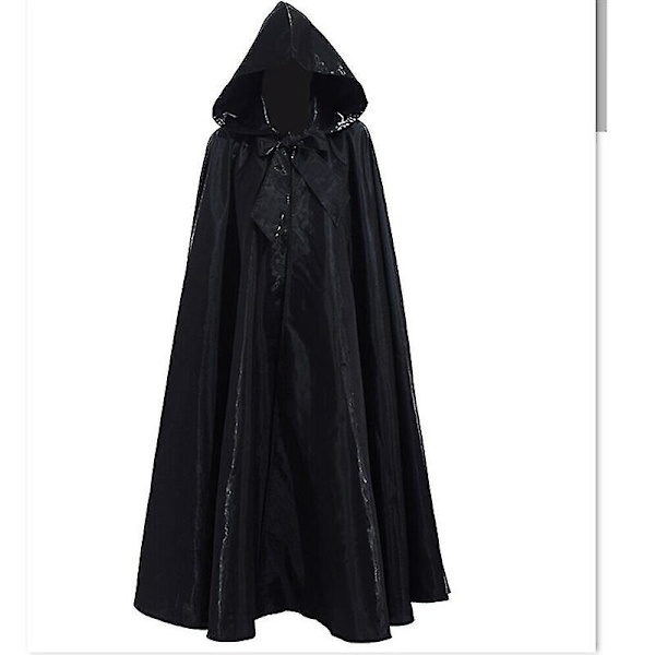 2022 Halloween-juhlan Cosplay-asu Naisille ja Miehille Aikuisten Pitkä Sankarin Noitauuden Kaapu Huppu Viitta Satiini Punainen Keskiaikainen Black 180cm