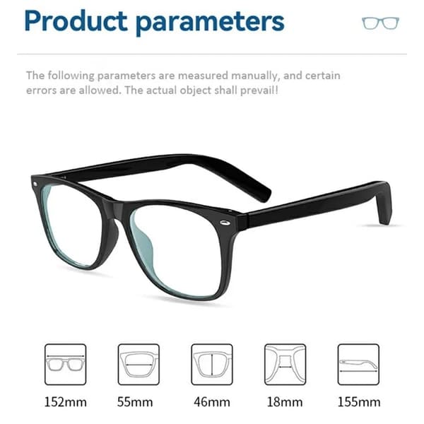 Anti-Blue-Ray Smart Briller Bluetooth G05-C - Sort 90