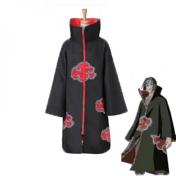 Naruto Akatsuki Cloak Anime Costume Kit Itachi Robe Halloween Long Cape mask XL