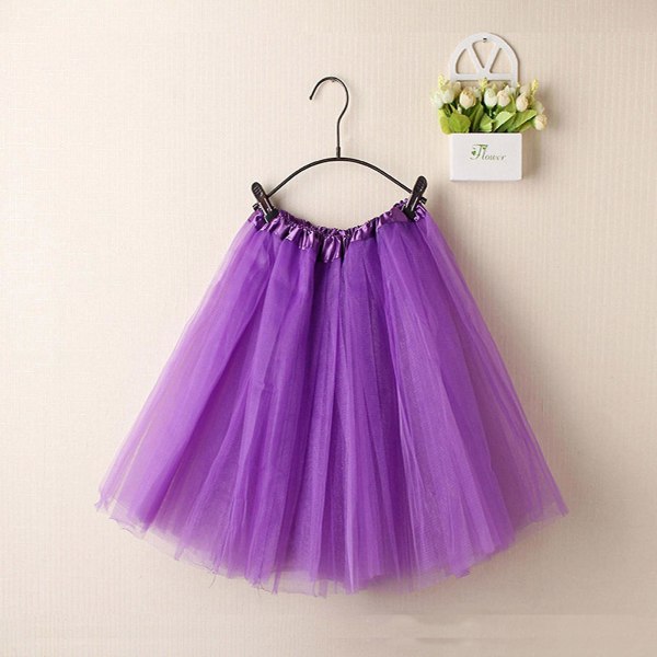 Mardi Gras-kostyme for kvinner med plissert gasbind, kort skjørt Danse-skjørt for voksne Purple