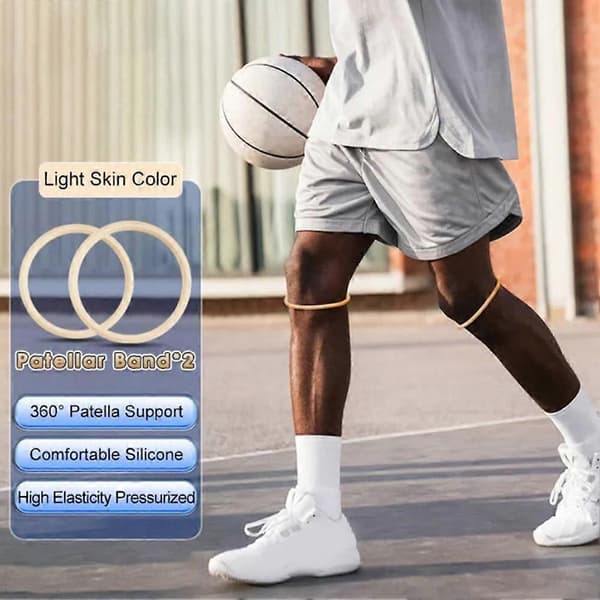 2x Patella Stabilisator Knebeskyttelse Båndsløyfe for Basketball Løping Fluorescent white