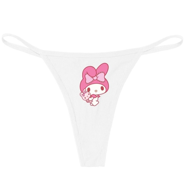Hellokitty Puuvilla Ohuet Olkaimet Seksikäs Stringit Matala Vyötärö Saumattomat Anime Sarjakuva Kuromi Alusvaatteet Naisille Yksinkertaiset Ribbineulotut T-housut VALKOINEN 9 WHITE 9 S