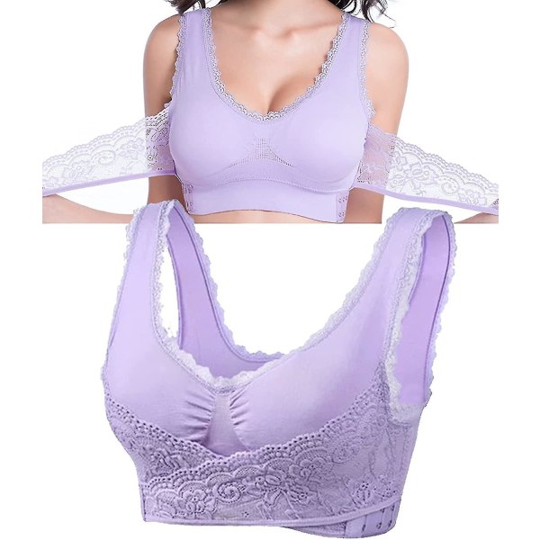 Turmaliinia muotoilevat langattomat silkkiset rintaliivit, Lymphvity-detoksifikaatio ja muotoilu ja tehokkaat nostorintaliivit naisille Purple 2XL