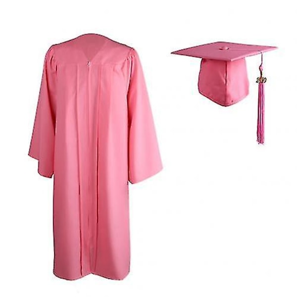 2022 Voksen Zip Closure University Academic Graduation Gowne Mortarboard Cap Pink XXXL