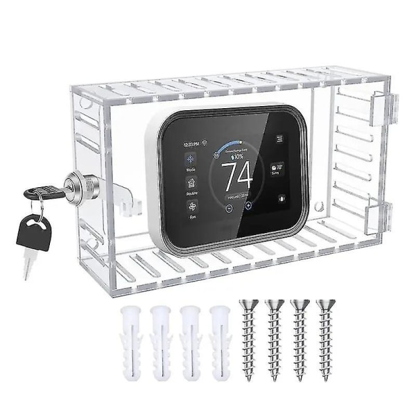 Universal termostatlåsboks med nøkkel, klar stor termostatbeskyttelse for termostat på vegg, termostatbeskyttelse, termostatdeksel