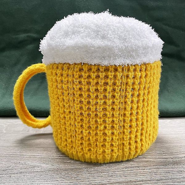 Morsom 3D Ølkopp Strikket Lue - Behagelig, Tykk og Kuldebestandig Beanie for Kvinner og Menn