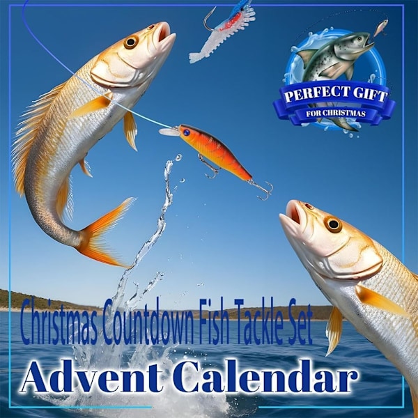 Fiske-Adventskalender, Fiske-Juletelling, 24 Dager Fiskeentusiaster Voksne Menn Tenåringer 2024 Juleoverraskelsesgave A