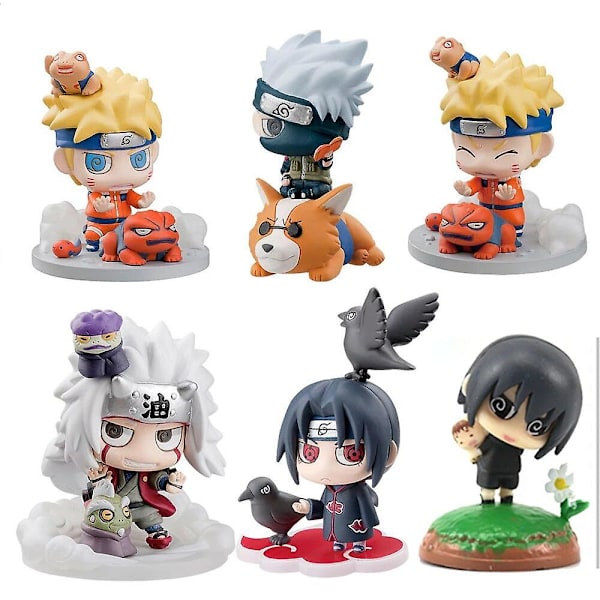 Kuuma Naruto Shippuden Anime-hahmo Sasuke Kakashi Gaara Action Figurine PVC-patsas Keräilylelu Nuken Lapsille Lahjaksi 6Pcs-B