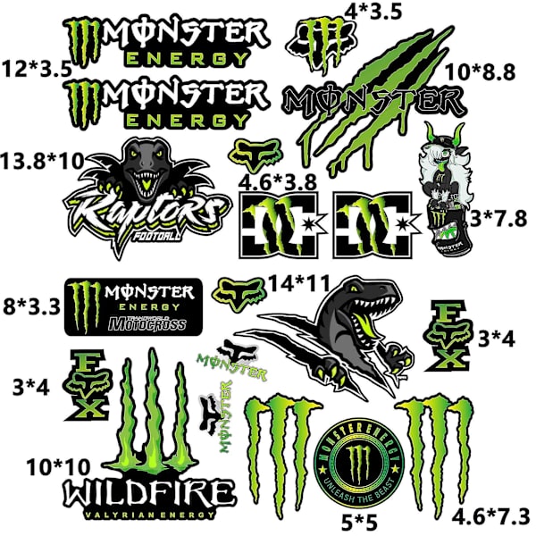 Racingbil Motorsykkel Monster Energy Klistremerker Hjelm Dekaler For Yamaha Honda Kawasaki Suzuki Ghost Claw New 2