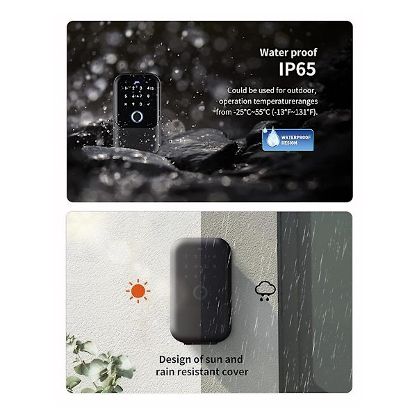 Waterproof Security Box with Tuya Code, Fingerprint, Bluetooth, Wifi, Smart Key Box, App Remote Control, Wall Mount - WELLNGS