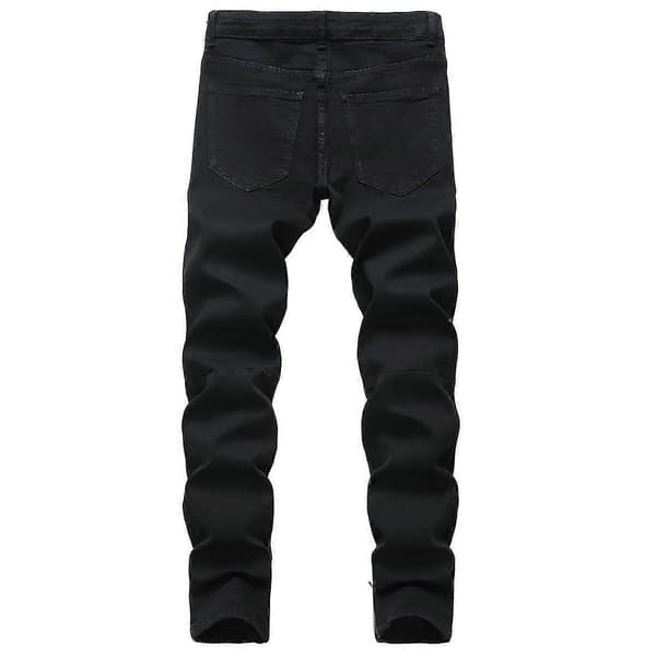 VAWAN Herr Ripped Distressed Slim Fit Rak Passform Jeans Black EU 36