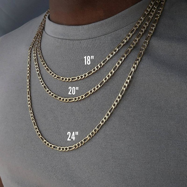 2023 Modekedja Halsband Män Temperament 3mm Bredd Rostfritt Stål Kedja Halsband För Män Smycken Present gold 24inch(60cm)
