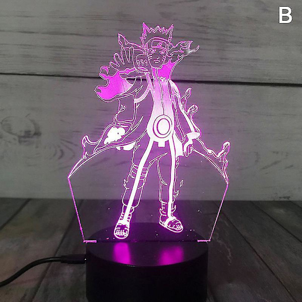 3D Natlys Naruto Team Uzumaki Naruto Sasuke Sakura Figur Led Natlampe G