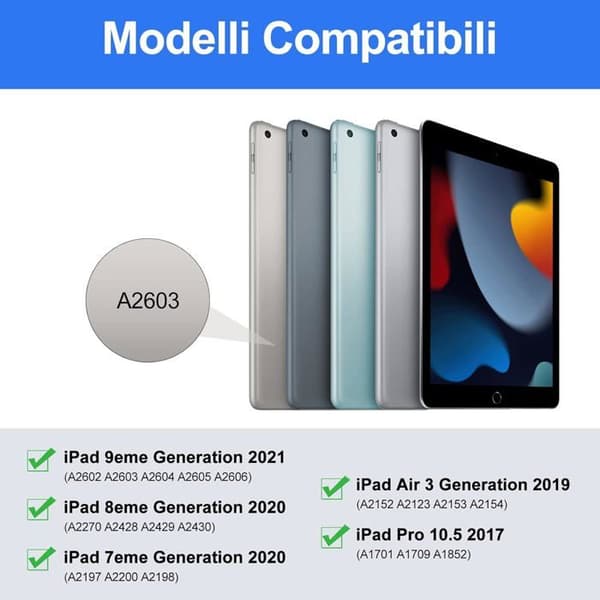 Tastaturetui med trackpad - Kompatibelt med iPad 9/8/7 - AZERTY - Bluetooth - PU-læderbeskyttelse - Sort