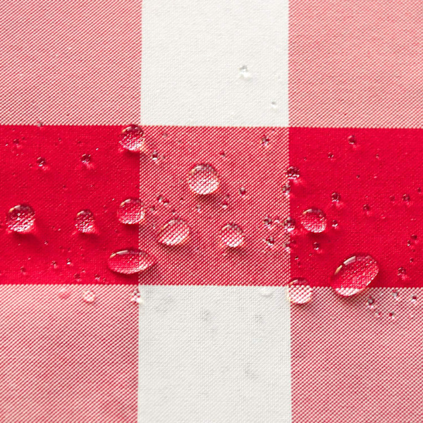 Rød og Hvid Ternet Rektangulær Stof - Pletbestandig, Vandafvisende (Belagt)