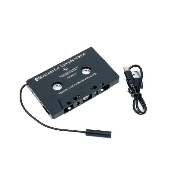 Bilkassettljudmottagare, Bluetooth 5.0, kassett till aux-adapter, stöd för MP3-kassettspelare, med samtalsfunktion, svart