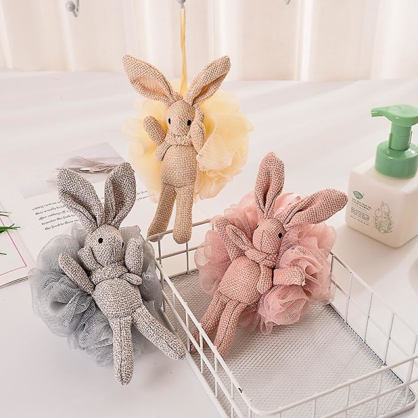 1pc Cartoon Bunny Bath Sponge Mesh Bath Ball Easter Decoration Body Exfoliating Sponge For Bath And Sauna Bathroom Accessories