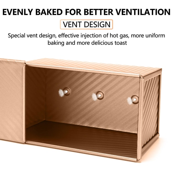 Bakeform for Pullman-brød med lokk, brødform med lokk, rektangulær for ovn, deigrom