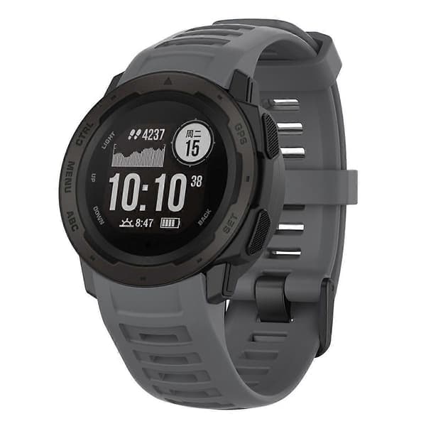 Silikone Urrem til Garmin Instinct Tactical/Instinct Tide/Instinct 2/Instinct Armbånd med Sort Spænde Grey