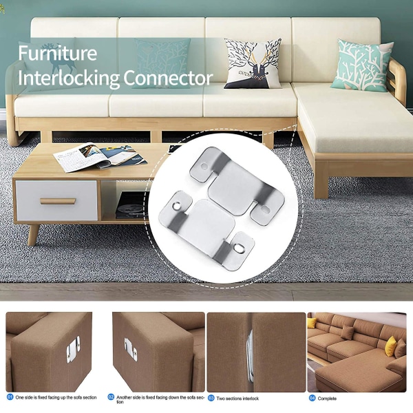 Sofamøbelstik Premium metalsofakonnektorbeslag med skruer 5Sets