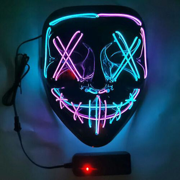 Stitches Pelottava Led-naamio Halloween Cosplay-asu Naamio Valo Festivaali Juhla Blue Purple