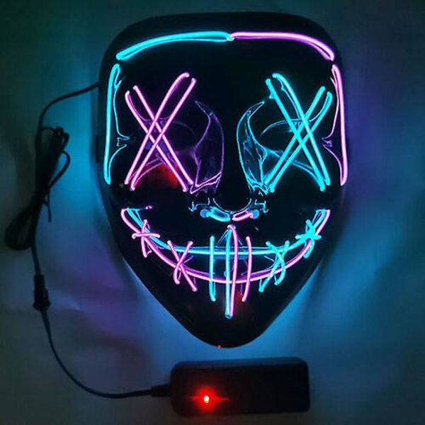 Stitches Scary LED Maske Halloween Cosplay Kostume Maske Lys Op Festival Party Blue Purple