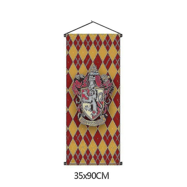 Harry Potter Fan Rutete Hengende Flagg Hogwarts Skole for Heksekunst og Trolldom Flagg Veggteppe Innendørs Scene Dekorativt Hengende Flagg Gryffindor 35*90cm