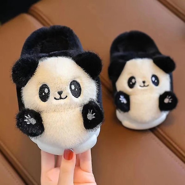 Children's Cartoon Panda Winter Slippers Plush Animal Warm Cotton Shoes For Boys And Girls Indoor Household Fluffy Slippers