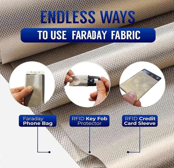 Faraday Fabric Military Grade EMF Fabric EMF Protective Conductive Fabric, silver 4x1.1m