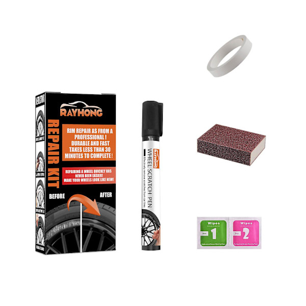 Fälglack Universal Färger Hjul Reparationskit, Svart Hjullack, Svart Fälglack, Fälg Reparationskit 5Sets