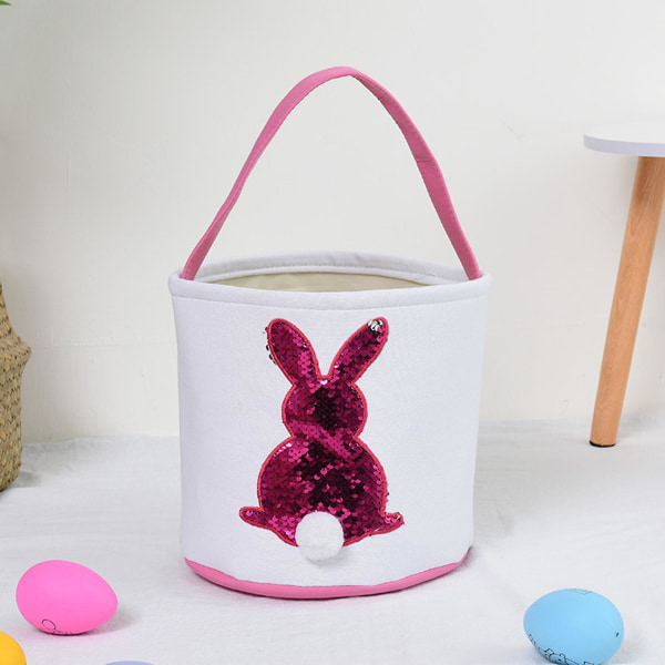 Påske Oppbevaringskurv Delikat Legg til Atmosfærer Lerret Bunny Pattern Egg Gaver Bag for Festival Blue