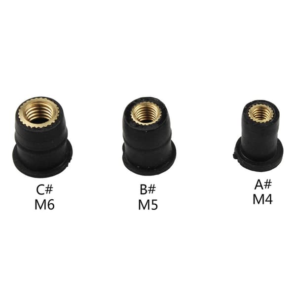 10 stk. gummi WellNut M4/M5/M6 metrisk motorcykel forrude Well Nut Wellnuts M5