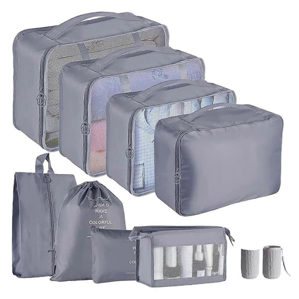 Packpåsar för resväska, 9 delar Lättviktsväska Organizer Väskset Bagage Packorganisatörer grey