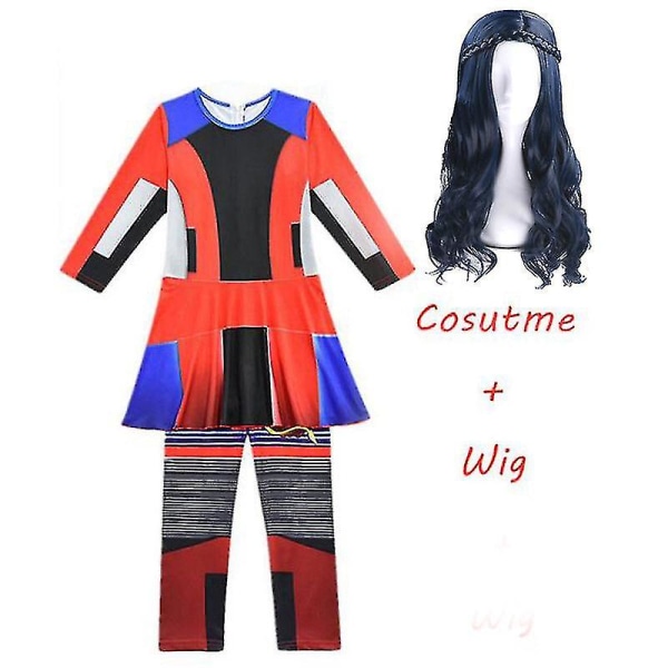 Audrey Evie Evil Mal Descendants 3 Cosplay Kostym Flickor Födelsedag Halloween Party Kostym Och Peruk För Barn Förklädnad Descendants 10T Mal-02