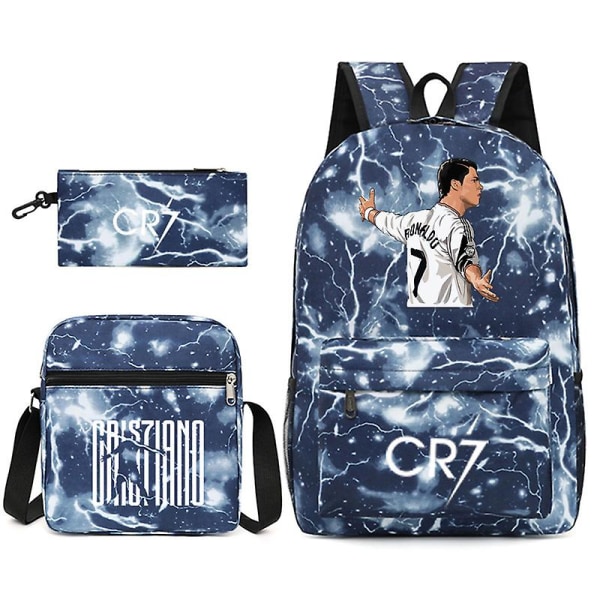 Fotbollsstjärna C Ronaldo Cr7 ryggsäck med printed runt studenten Tredelad ryggsäck. raiden iii threepiece suit