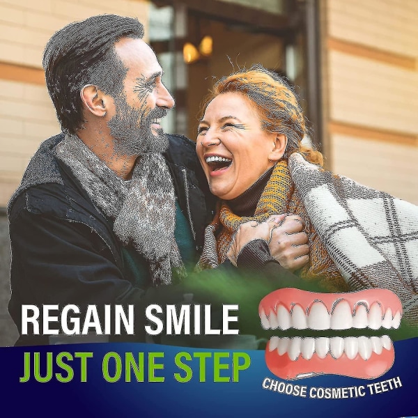 2 sett med proteser, over- og underkjeveproteser, naturlig og behagelig, beskytter tennene og gjenvinner et selvsikkert smil