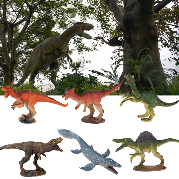 6 stk/sett Dinosaur Leke Indeformerbar 3d Stress-avlastende Dyre Dinosaur Modell Action Figurer For Kids Jiyuge A