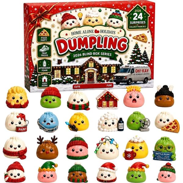 Adventskalender 2026 med pomeranian i pyjamas, 2D-overraskningsboks